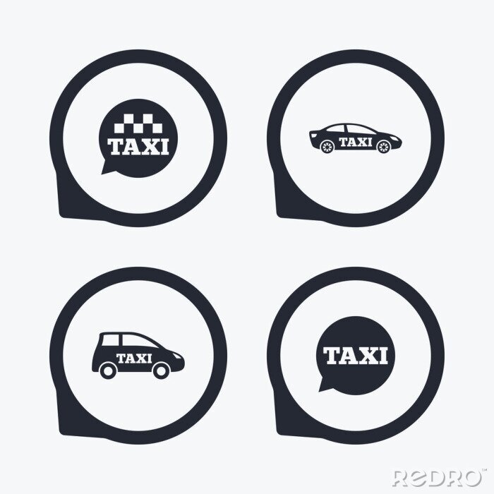 Sticker ÖPNV-Symbole. Taxi Sprechblase Zeichen