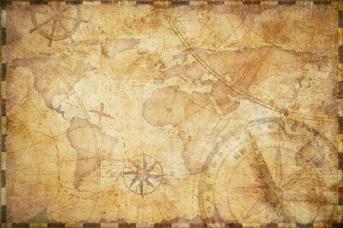 Sticker Old nautical treasure map background