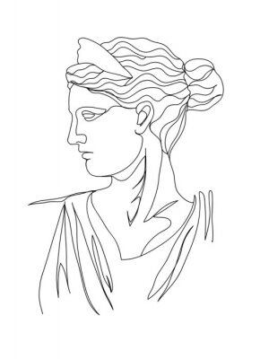 Sticker One line drawing sketch. Sculpture vector illustration.Modern single line art, aesthetic contour. Perfect for home decor such as posters, wall art, tote bag, t-shirt print, sticker, post card.