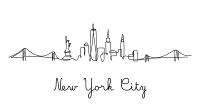 Sticker One line style New York City skyline. Simple modern minimaistic style vector.