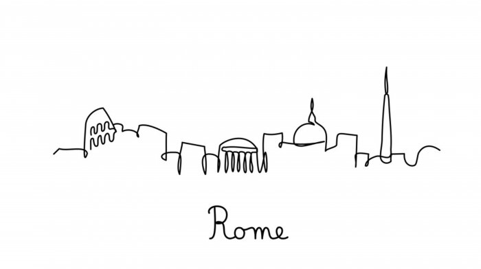 Sticker One line style Rome city skyline. Simple modern minimaistic style vector.