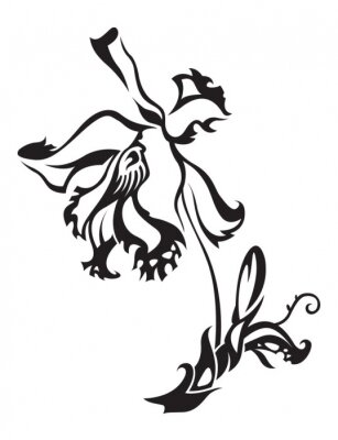 Sticker Orchideenblüte auf einer modernen Zeichnung