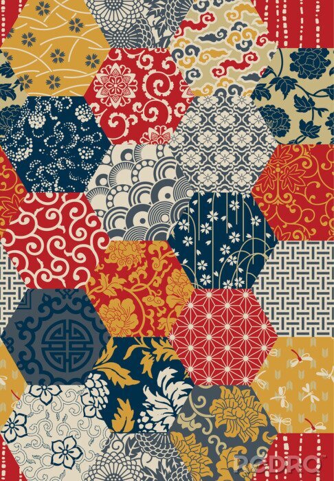 Sticker Orientalische Fliesen in bunten Tönen