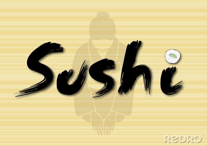 Sticker Orientalische Grafik mit der Aufschrift Sushi