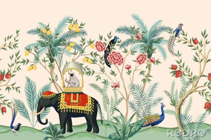 Sticker Orientalische Illustration mit dem Dschungel