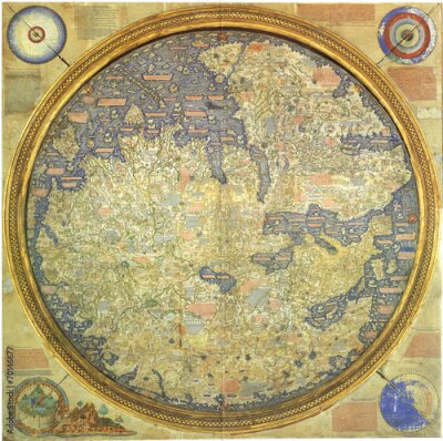 Fototapete Orientalische Weltkarte in einem kreisförmigen Rahmen