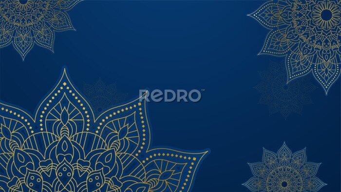 Sticker Orientalisches Mandala auf blauem Hintergrund