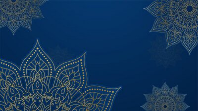 Sticker Orientalisches Mandala auf blauem Hintergrund