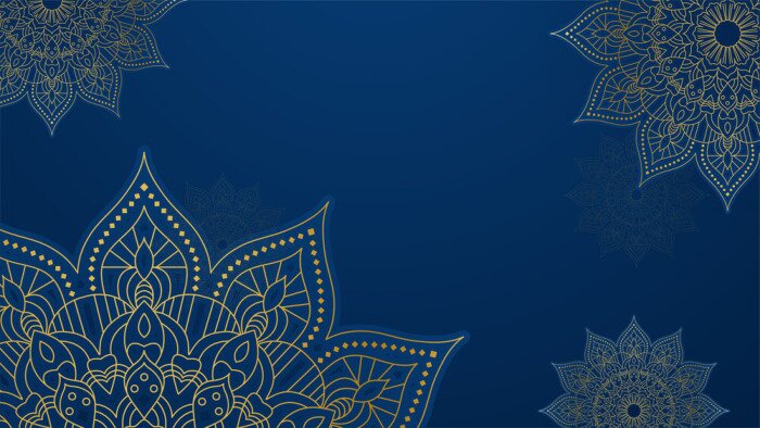 Sticker Orientalisches Mandala auf blauem Hintergrund