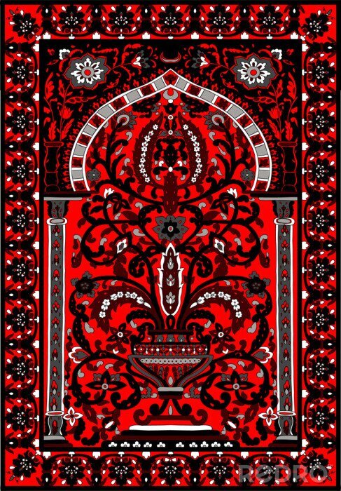 Sticker Orientalisches rot-schwarzes Muster