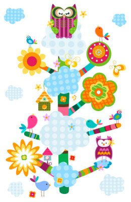 Sticker owl `s Baum