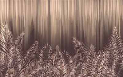 Palmblätter auf braunem Hintergrund