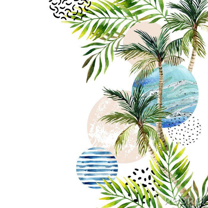 Sticker Palmen Meer und Punkten