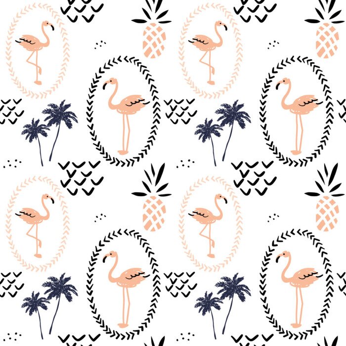 Sticker Palmflamingos und Muster