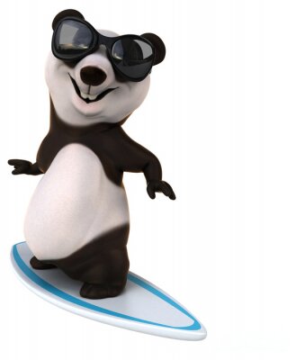 Sticker Panda 3D auf einem Surfbrett