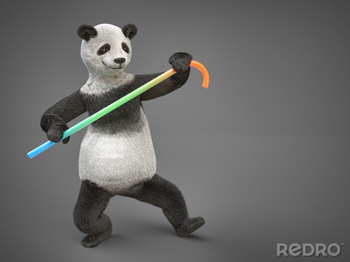Sticker Panda 3d mit einer Zuckerstange