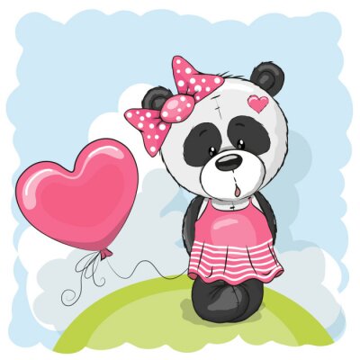Sticker Panda-Ballons in Form eines Herzens
