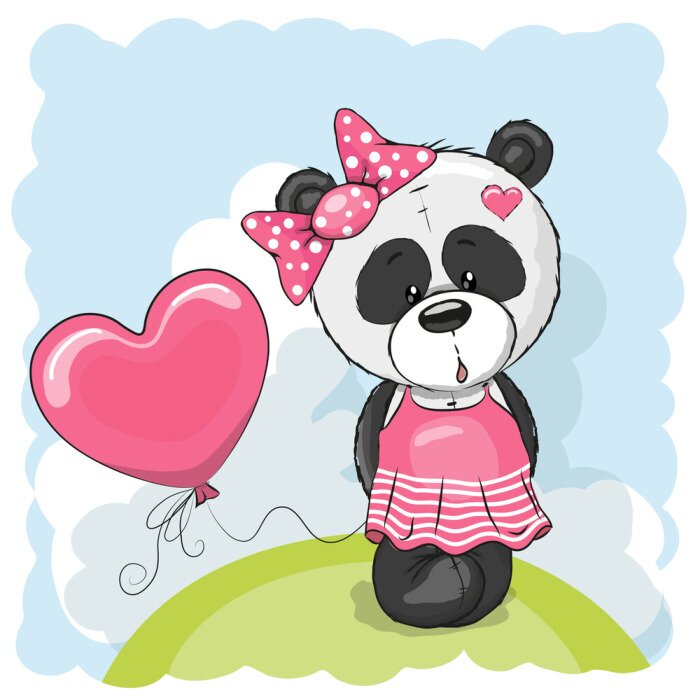 Sticker Panda-Ballons in Form eines Herzens