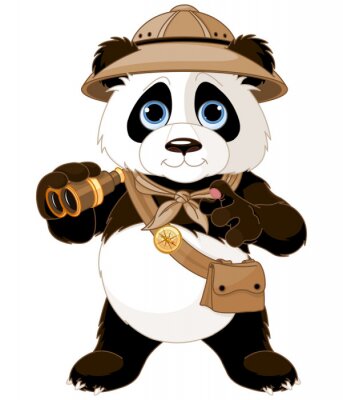 Sticker Panda in Reisekleidung
