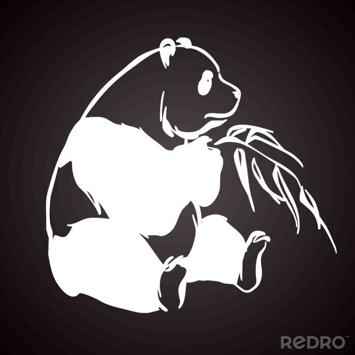 Sticker Panda mit einem Blatt in der Pfote