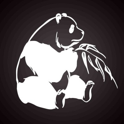 Sticker Panda mit einem Blatt in der Pfote