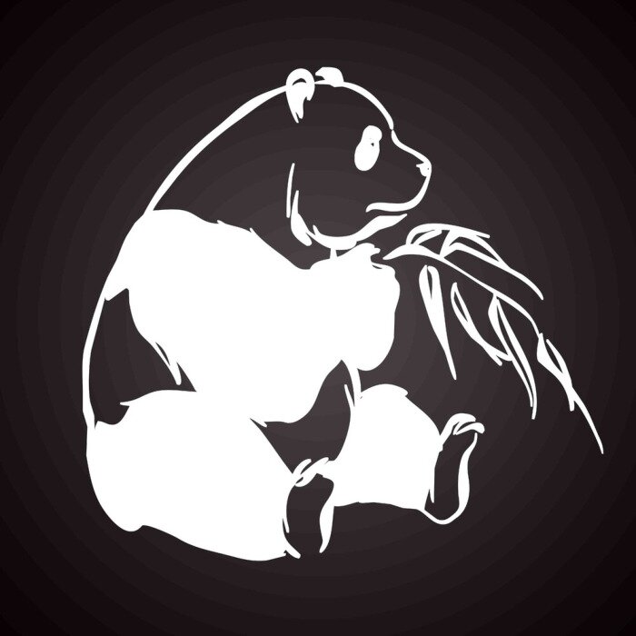 Sticker Panda mit einem Blatt in der Pfote