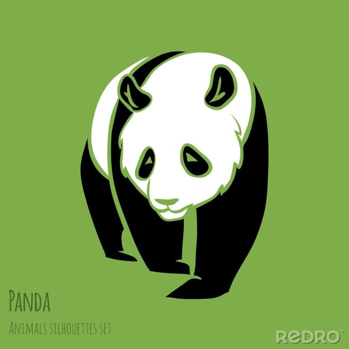 Sticker Pandabär auf grünem Hintergrund