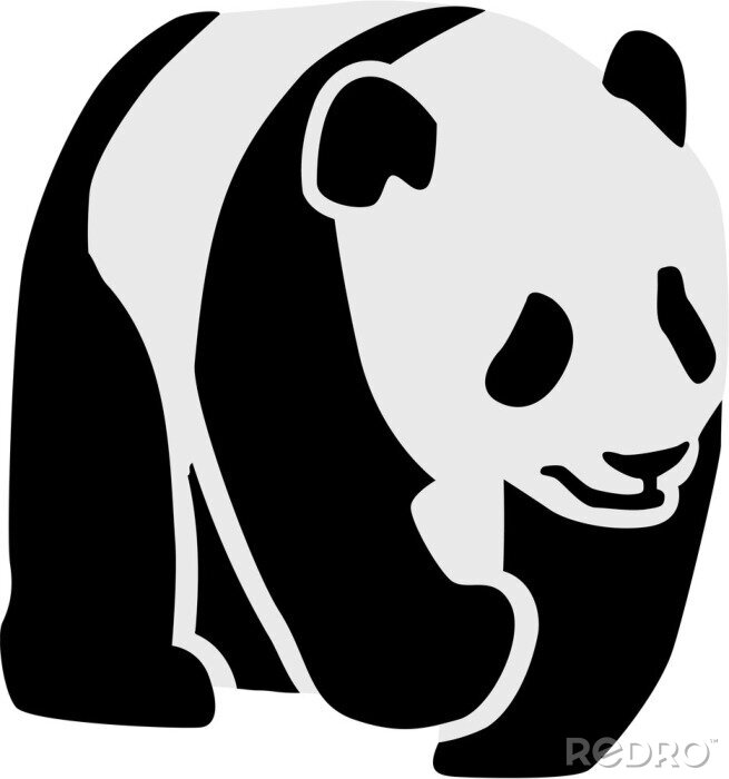 Sticker Pandabär auf schwarz-weißer Grafik