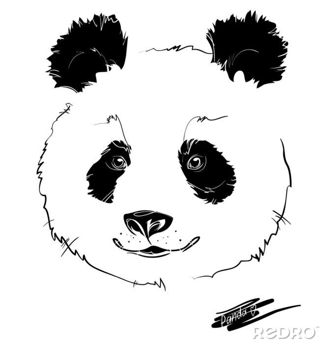 Sticker Pandabär auf schwarzem und weißem Porträt