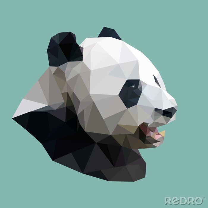 Sticker Pandabär in geometrischer Illustration