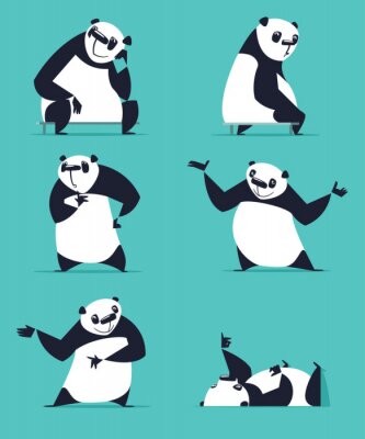 Sticker Pandabär in sechs verschiedenen Posen