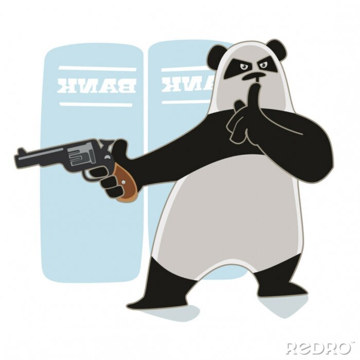 Sticker Pandabär mit Gewehr