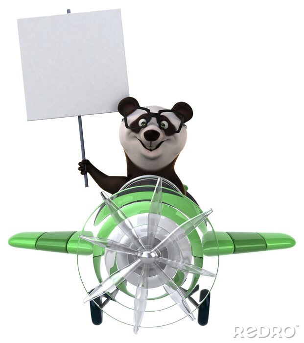 Sticker Pandabär reist in einem Flugzeug