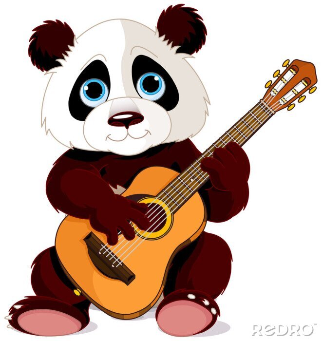 Sticker Pandabär spielt Gitarre