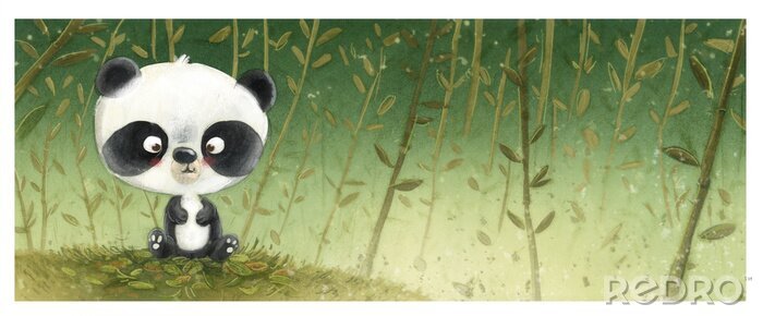Sticker Pandabär zwischen Bambusbäumen
