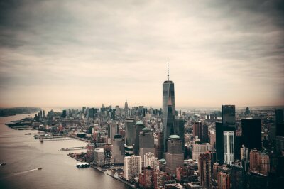 Panorama von Manhattan in Grautönen