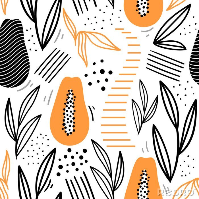 Sticker Papaya minimalistisches Muster