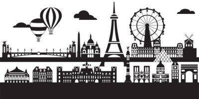Sticker Paris City Skyline vector 5