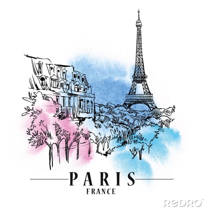 Sticker Paris vector illustration.