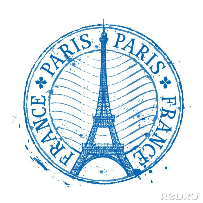 Sticker Paris vector logo design template. Shabby stamp or France