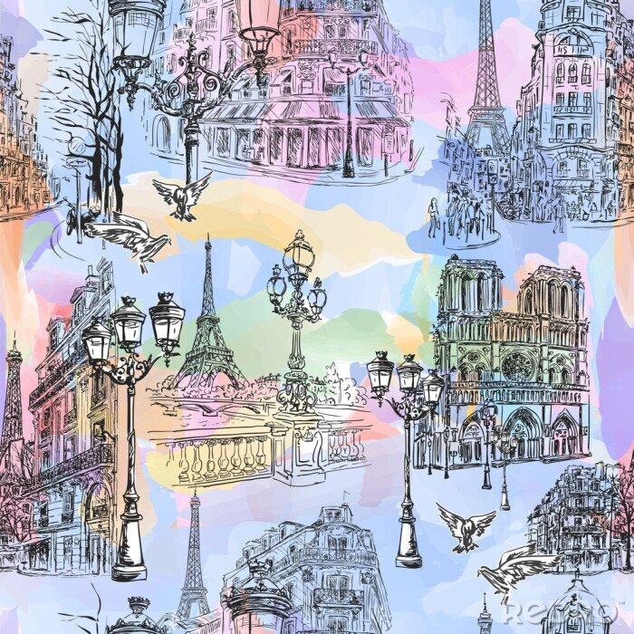 Sticker Paris watercolor wallpaper