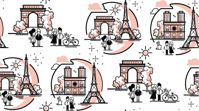 Sticker Pariser Vektorillustration