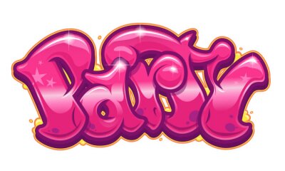Sticker Party word in graffiti style