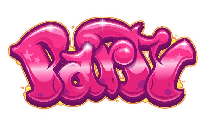 Sticker Party word in graffiti style