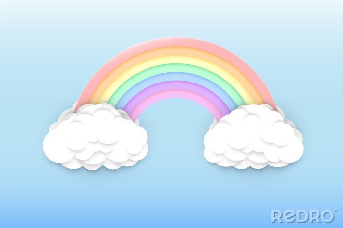 Sticker Pastell-Regenbogen auf blauem Himmel