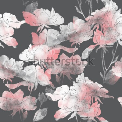 Sticker Pastellfarbene Blumen auf grauem Hintergrund