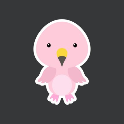 Sticker Pastellfarbener Flamingo auf schwarzem Hintergrund