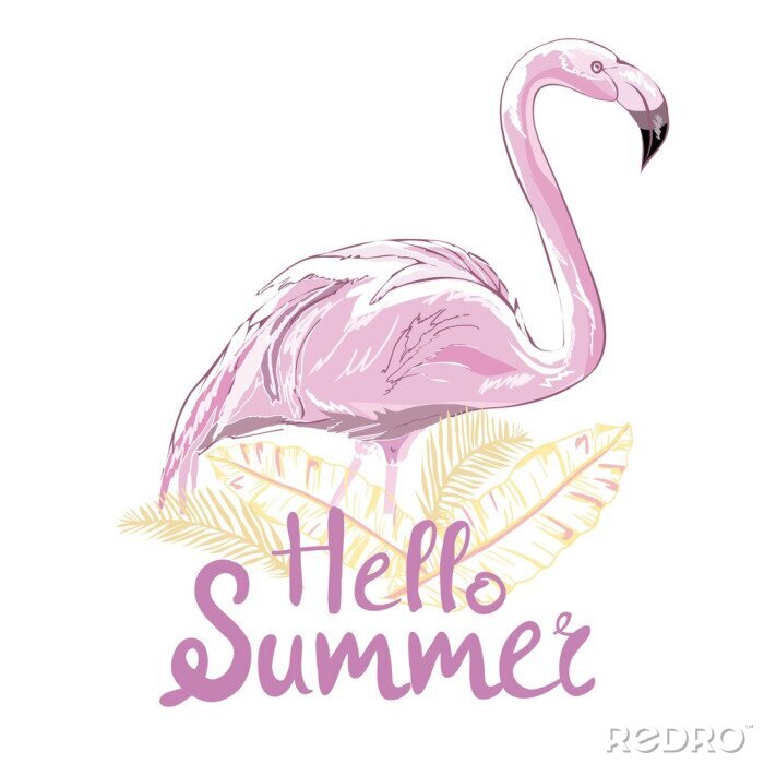 Sticker Pastellfarbener Flamingo mit Bildunterschrift
