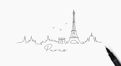 Sticker Pen line silhouette paris