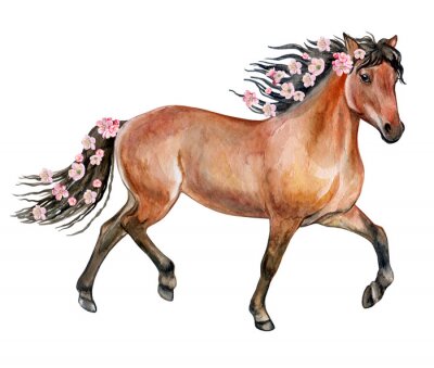 Sticker Pferd mit Blumen